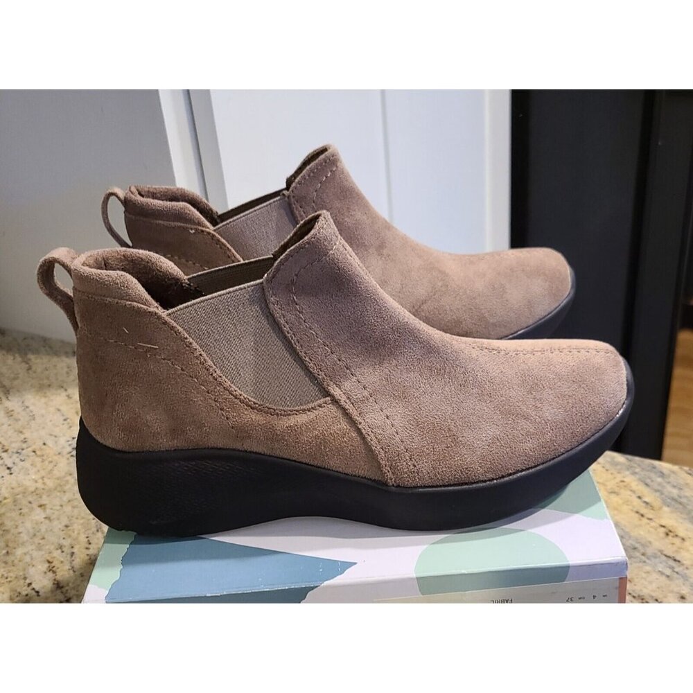 Earth Origins Taupe Suede Ankle Booties
